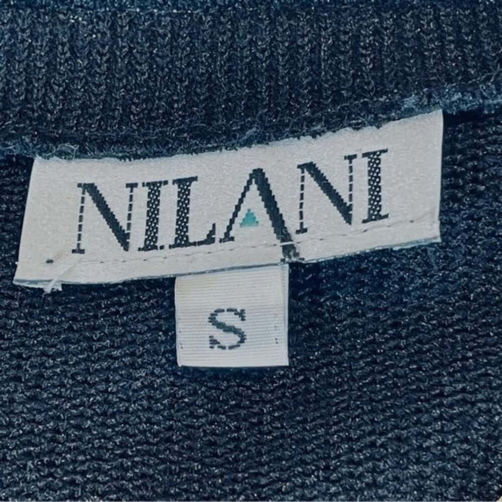 Nilani Gold Metallic Braided Trim Cardigan Sweater Black women’s small Vintage - Picture 6 of 9